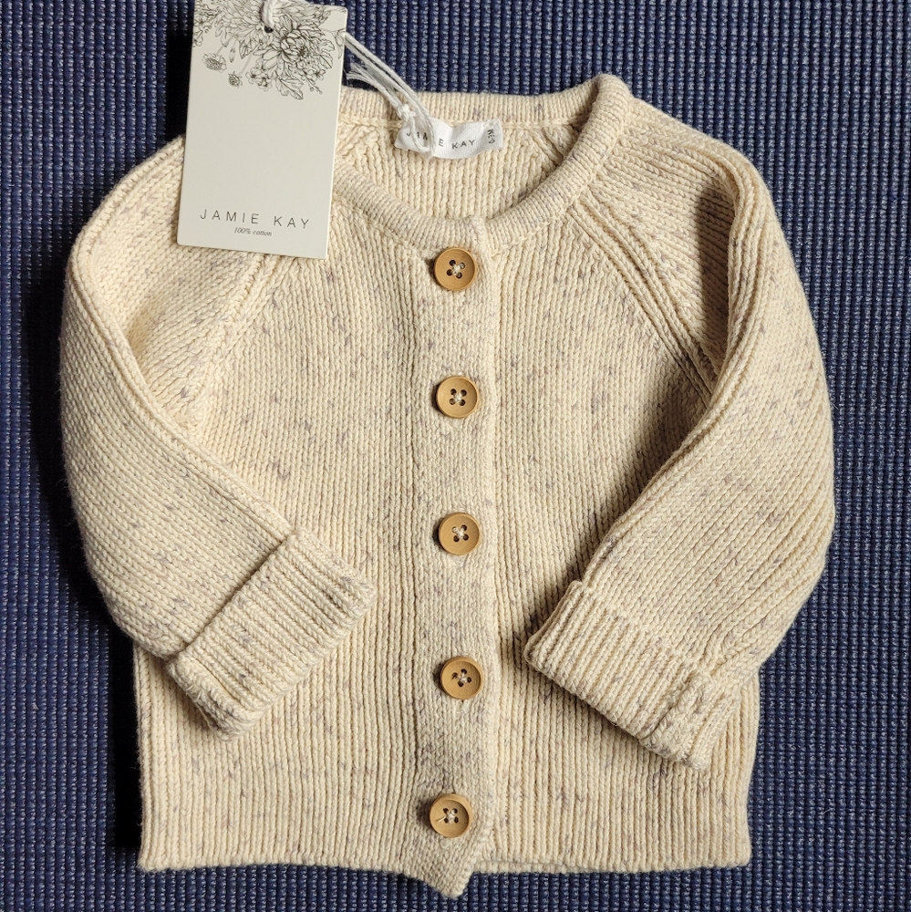 Jamie Kay Rib Cardigan 0-3 months Oatmeal